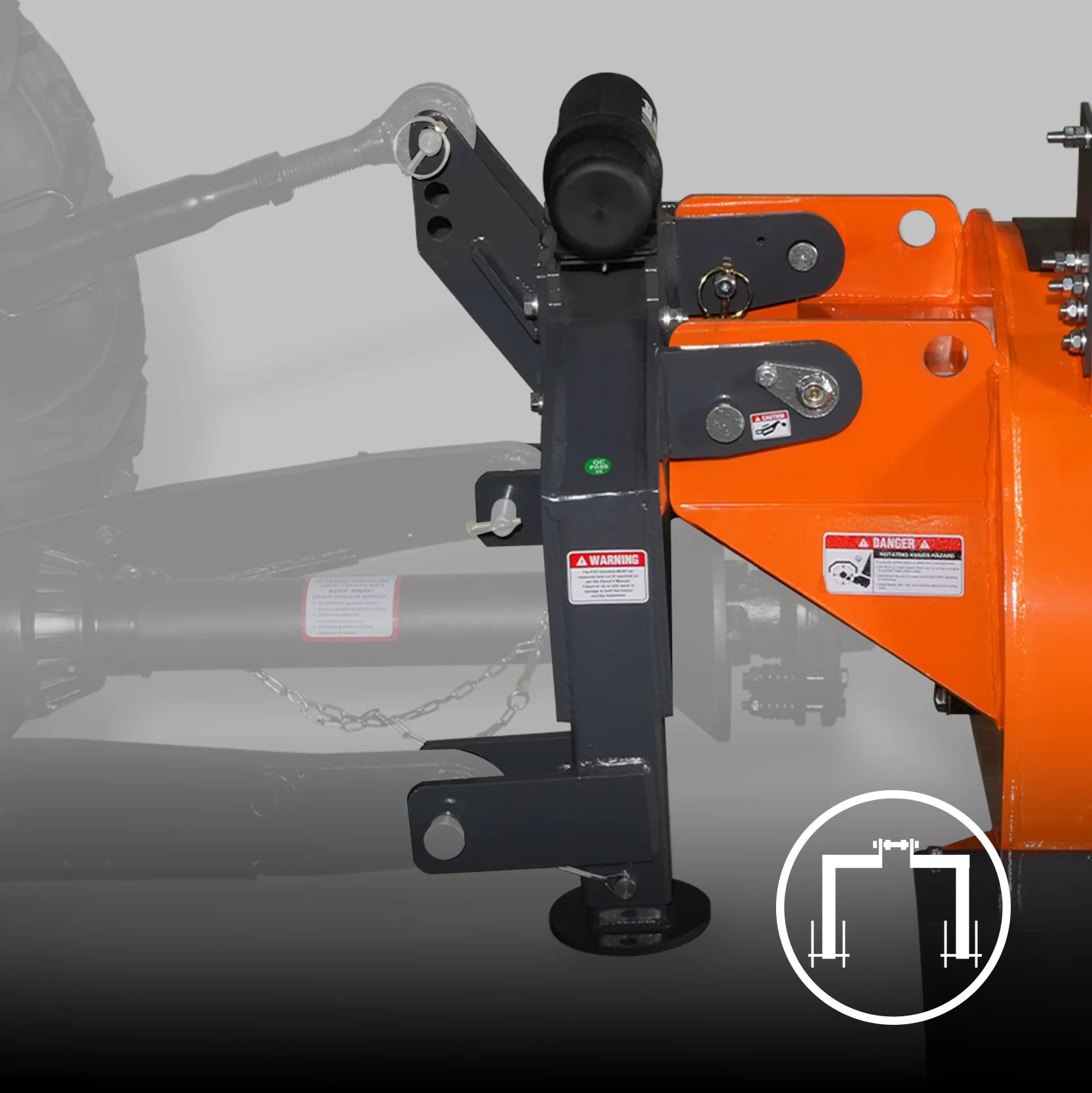 Category 1 three-point hitch mount