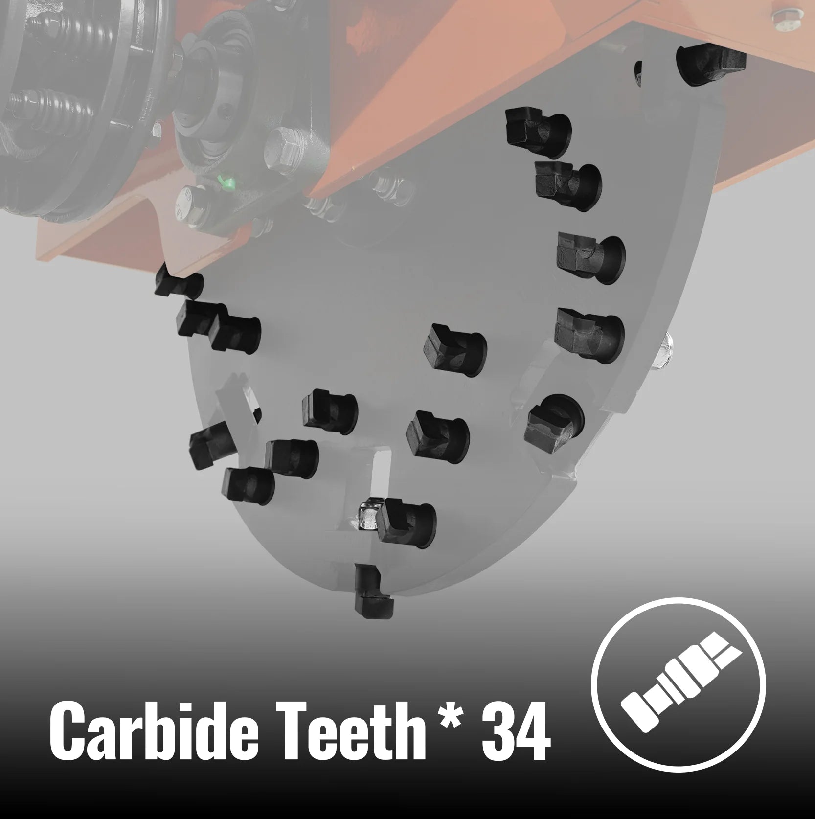 Carbide teeth mounted on the grinding wheel